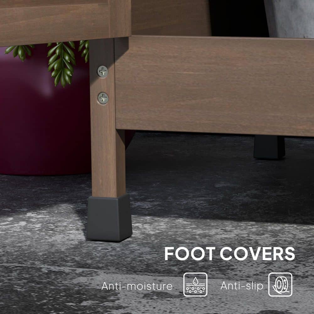 Dark Brown Wooden Outdoor Potting Bench with Storage Cabinet and Sink