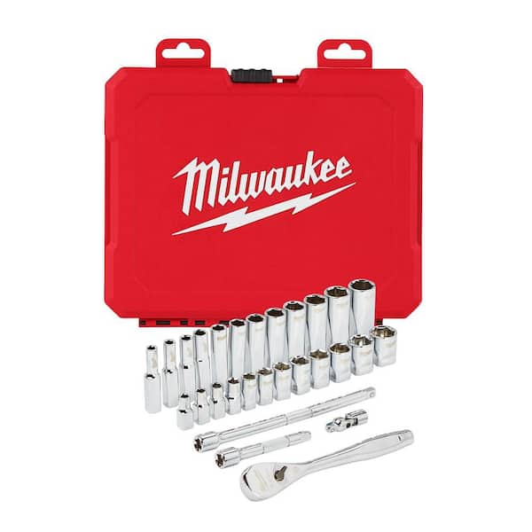 Milwaukee - 1/4 in. Drive Metric Ratchet and Socket Mechanics Tool Set (28-Piece)