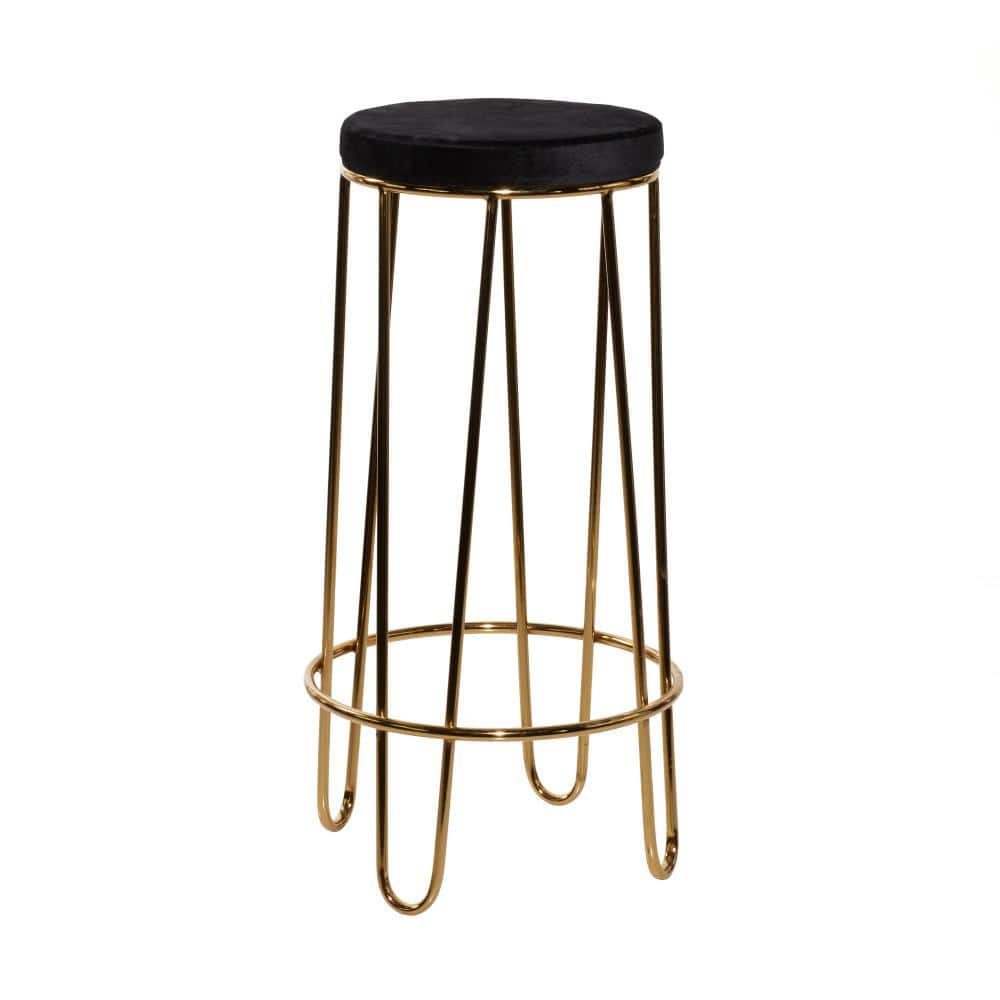 Litton Lane 31 in. Gold Contemporary Canvas Bar Stool 39741 The Home