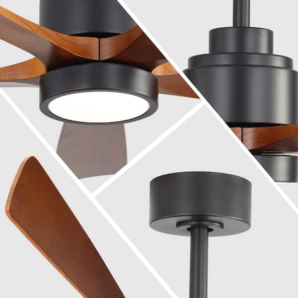 Jushua 52 in. Brown Quiet Reversible DC Motor Ceiling Fan with