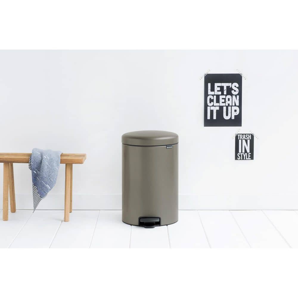 Platinum Round Soft-Close Pedal Trash Can with Removable Bucket