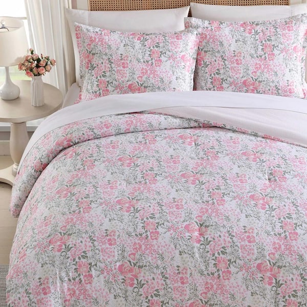 Laura Ashley Heather Garden 3 Piece White/Pink/Green 100