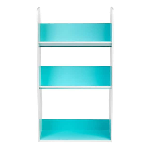 IRIS 3-Tier White and Blue Book Cart