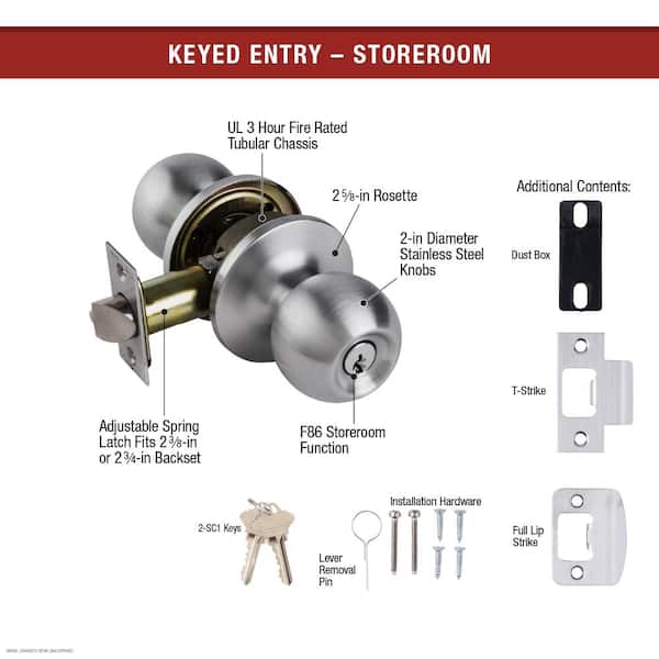 Light Duty Commercial Privacy Knob Lockset, Stainless Steel Finish Light Duty Commercial Privacy Knob Lockset, Stainless Steel Finish