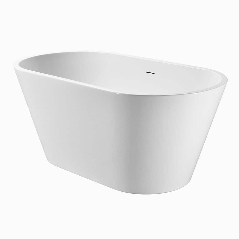 66.93 in. x 29.53 in. Acrylic Soaking Freestanding Bathtub with Toe-Tap Chrome Drain in Glossy White price history on PriceWatchPro