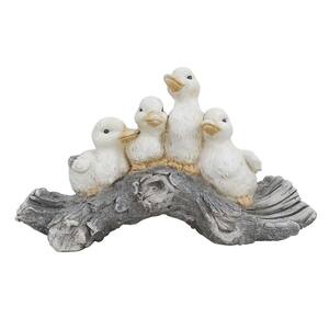 Ducklings on Tree Log Statuary