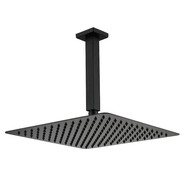 Utopia 4niture Kiann 2-Spray Patterns with 1.8 GPM 16 in. Ceiling Mount Rain Fixed Shower Head in Matte Black