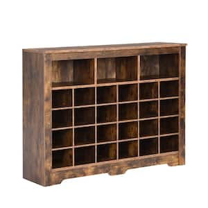 35 in. H x 45.2 in. W x 12.9 in. D Rustic Brown-Shoe Storage Cabinet with 24-Shoe Cubby