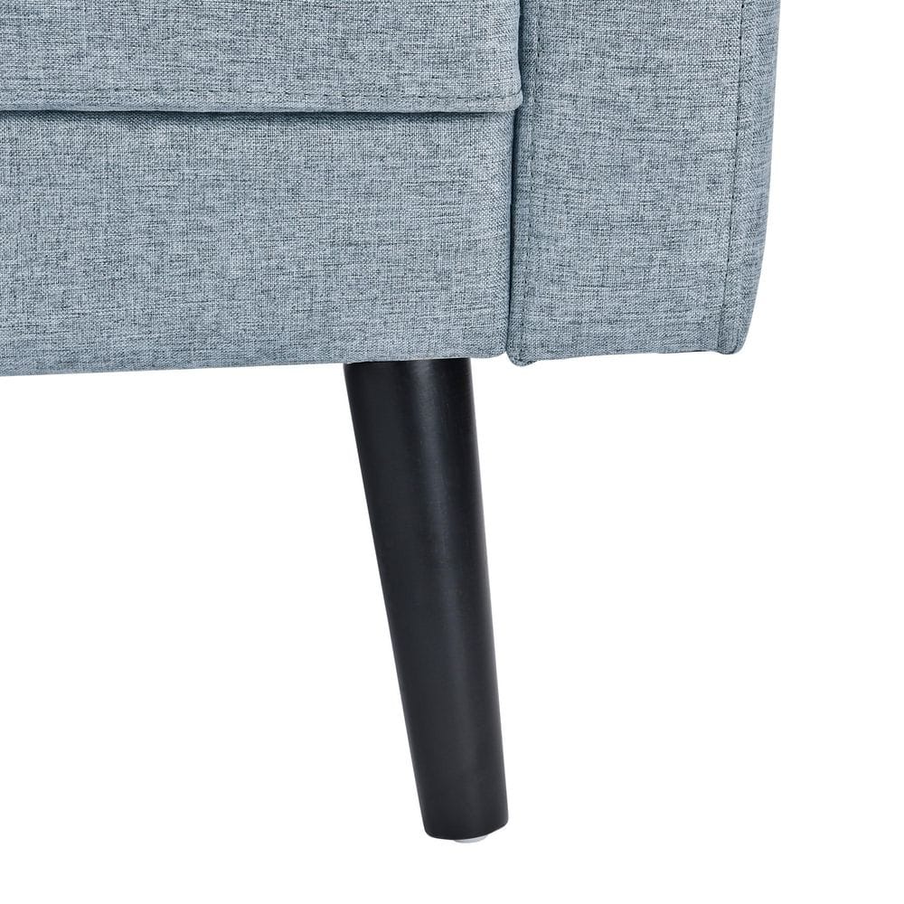 Light Gray Tufted Fabric 2-Seater Sofa with Pillow Back