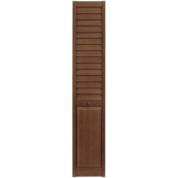 Home Fashion Technologies 24 in. x 80 in. 3 in. Louver/Panel Dark Teak PVC Composite Interior Closet Bi-fold Door