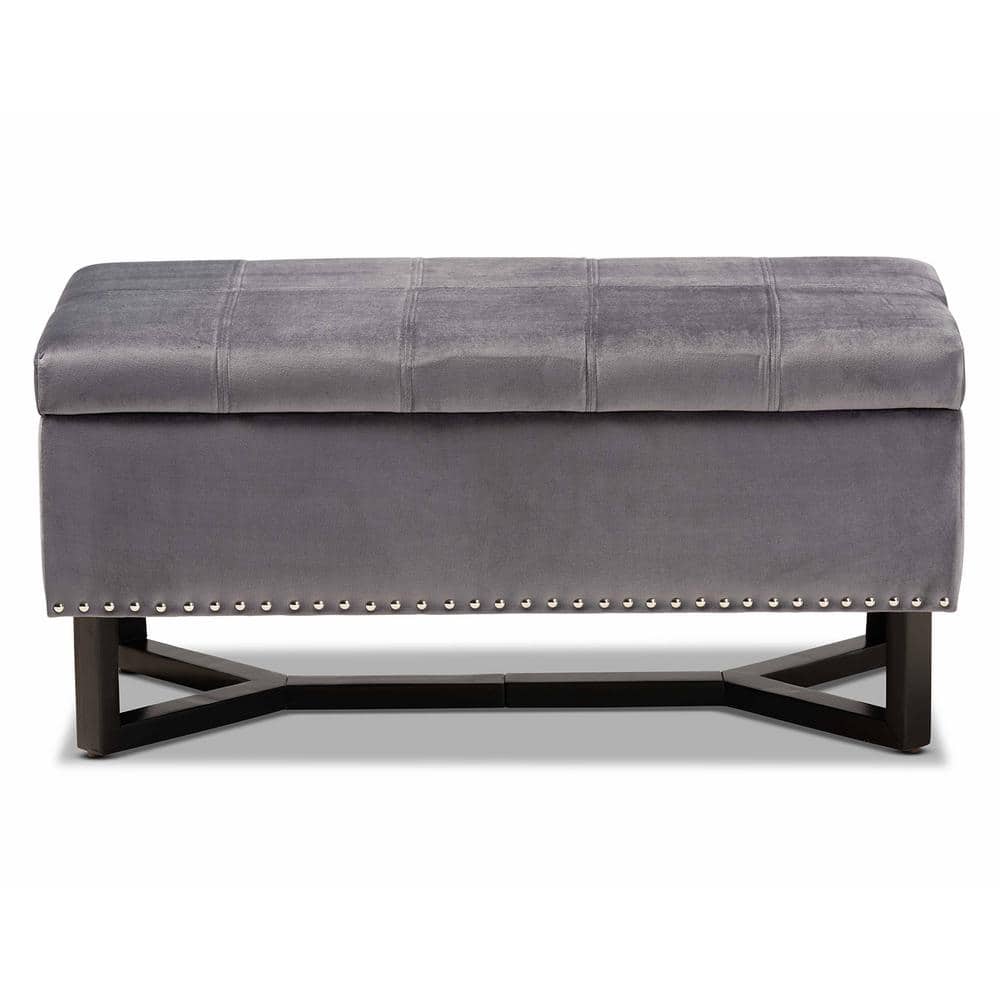 Baxton Studio Esther Grey and Dark Brown Storage Ottoman 178-11296-HD - The Home Depot