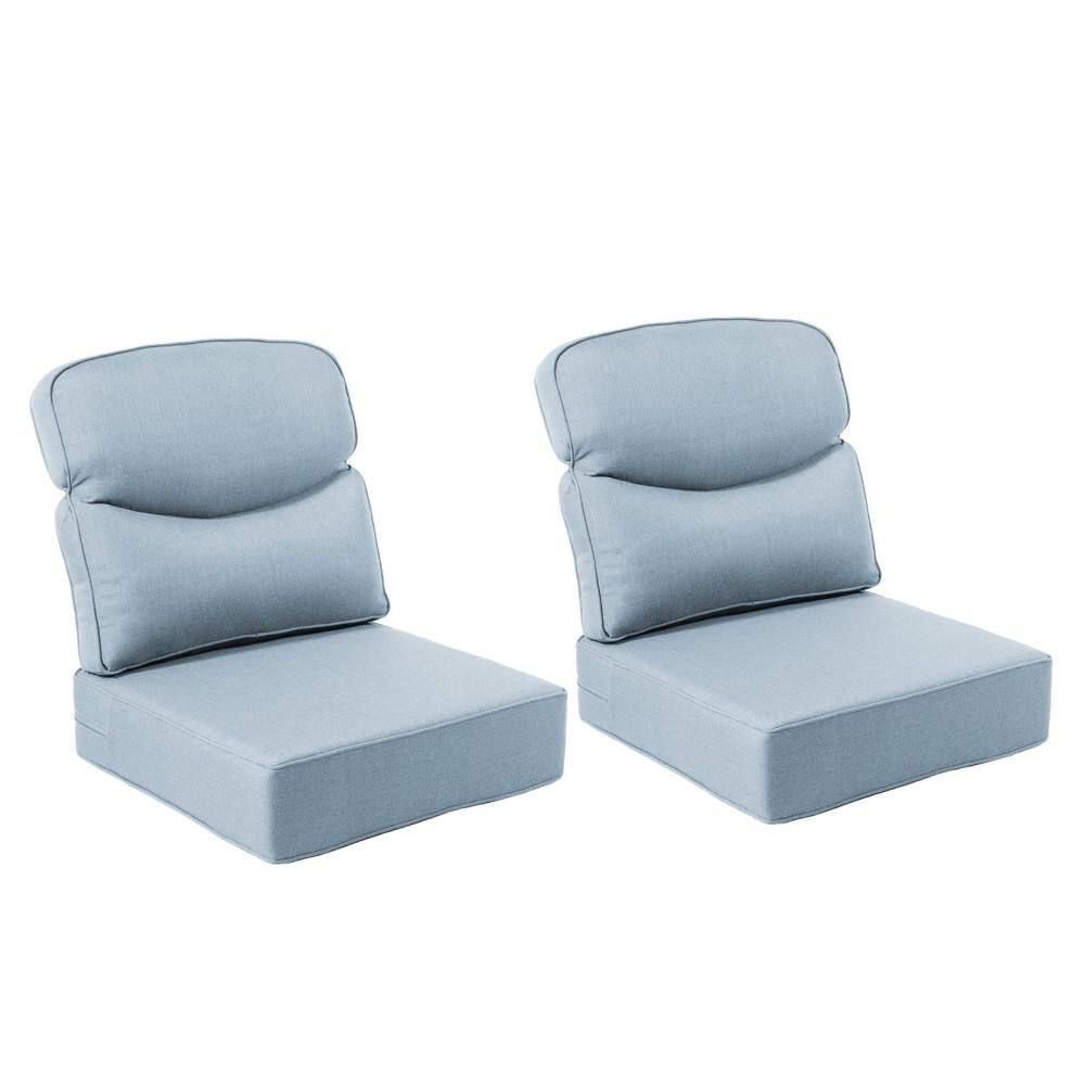 Crescent 24 in. x 24 in. x 6 in. 4-Piece Deep Seating Outdoor Lounge Chair Thick Cushion Set in Baby Blue (2-Set)
