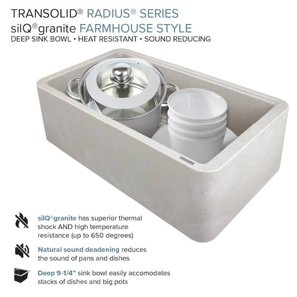 Transolid SilQgranite Cafe Latte Granite Composite 33 in. Single Bowl Farmhouse Apron Kitchen Sink with Accessories