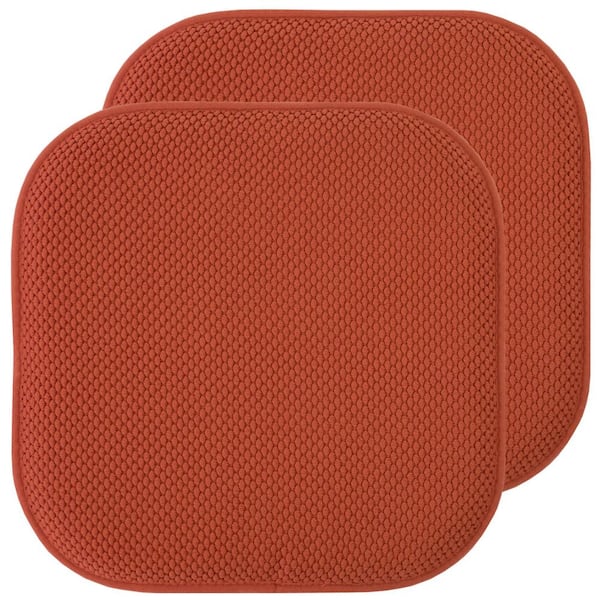 Sweet Home Collection Honeycomb Memory Foam Square 16 in. x 16 in. Non-Slip Indoor/Outdoor Chair Seat Cushion, Rust (2-Pack)