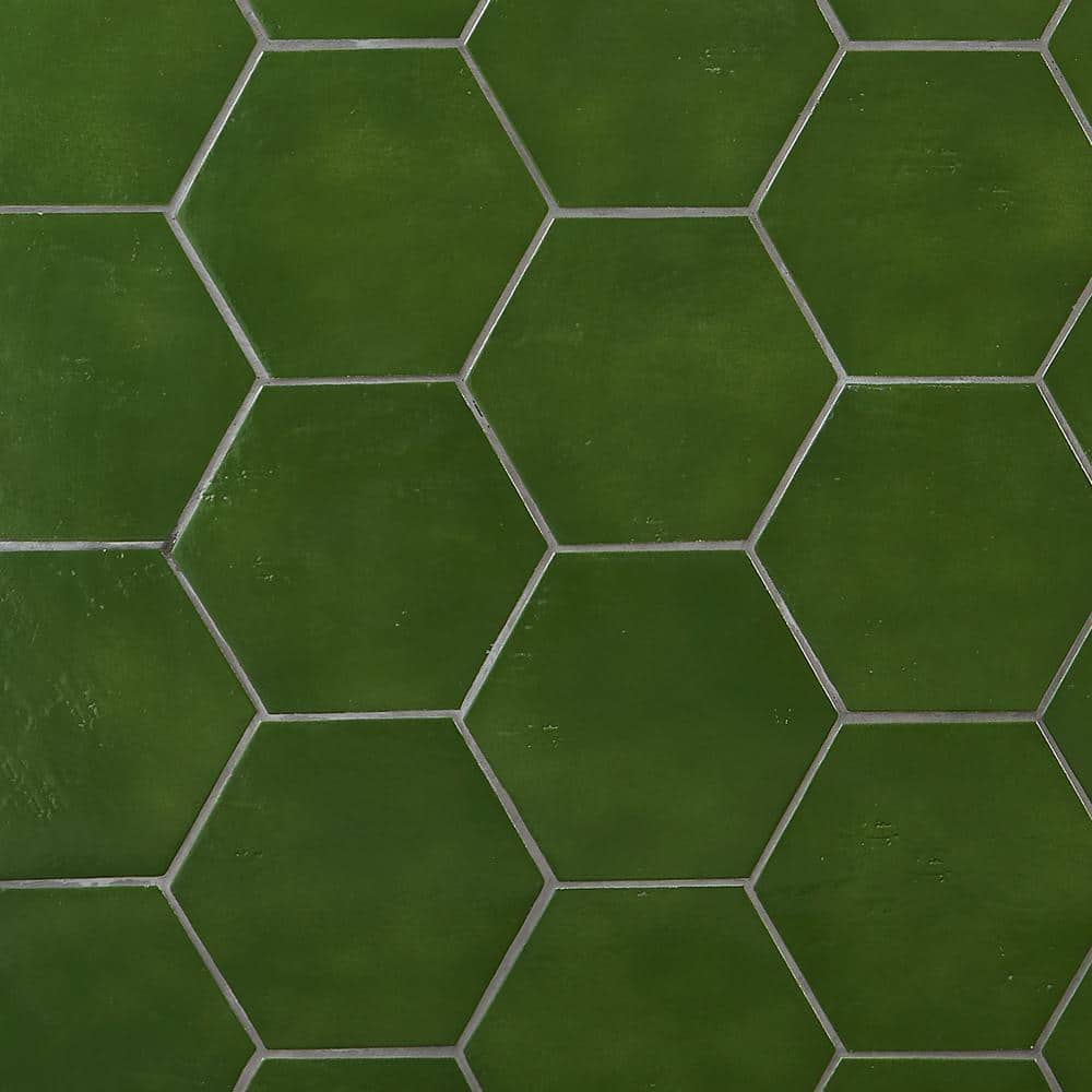 Triton Moss Green Glossy Hexagonal Porcelain Tile