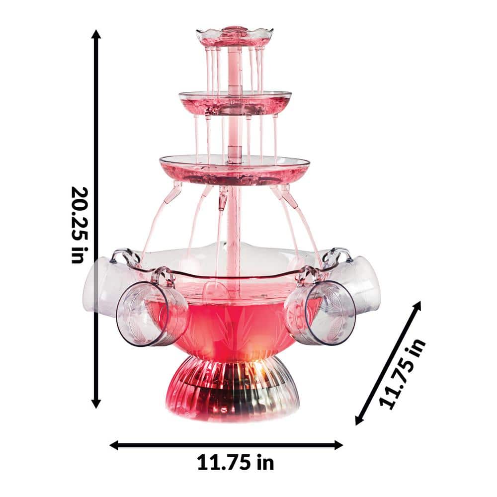 Nostalgia Clear Plastic LED Lighted Party Fountain with Cups