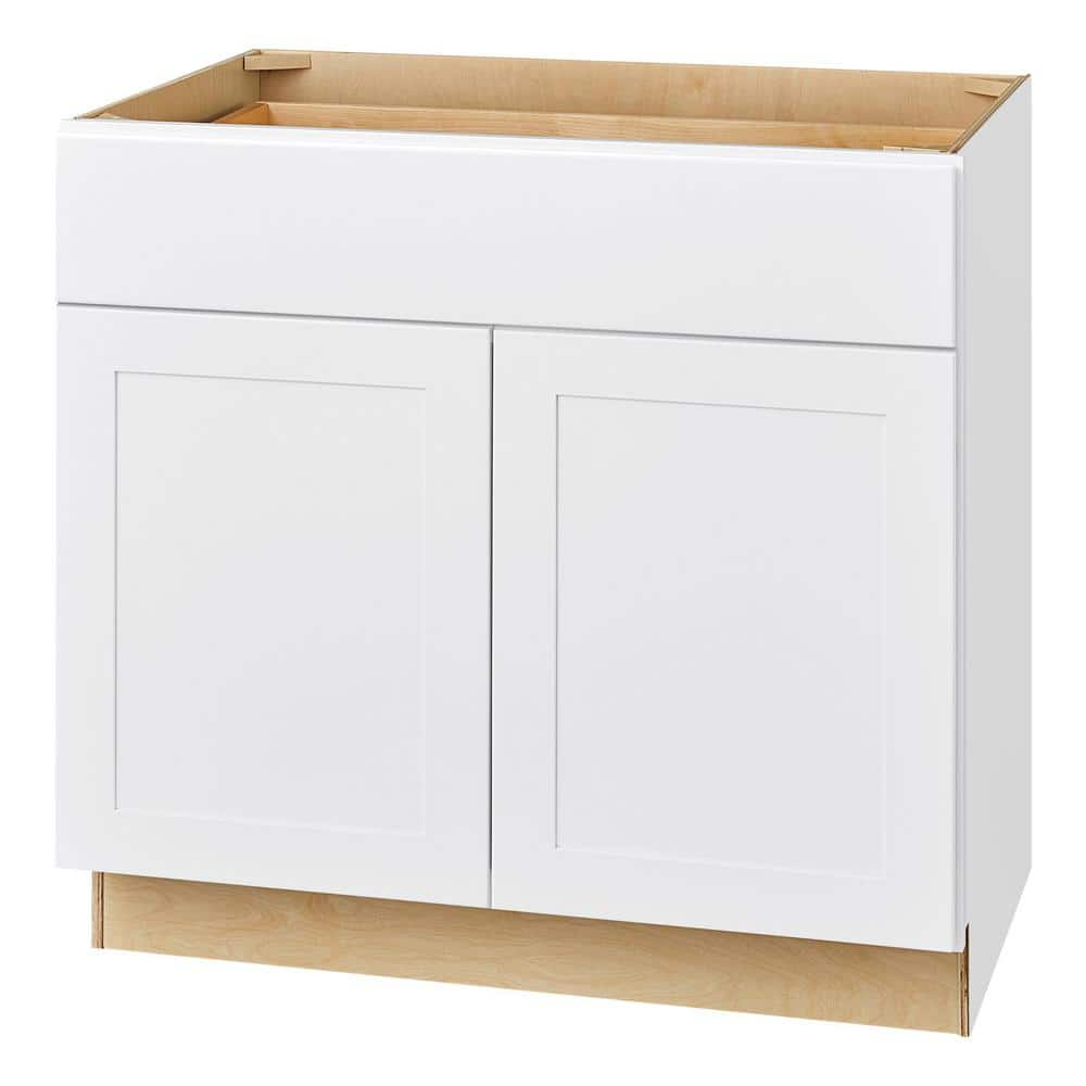 Hampton Bay Avondale Shaker Alpine White Quick Assemble Plywood 36 in Base Kitchen Cabinet (36 in W x 24 in D x 34.5 in H)