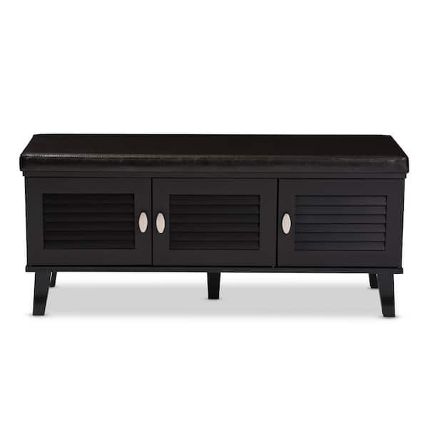 Baxton Studio Tamara Dark Brown Wood Bench