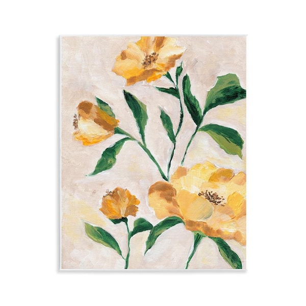 Stupell Industries Yellow Camellia Blossoms by Nikita Jariwala Unframed Nature Graphic Art Print 14 in. x 11 in.