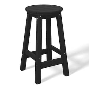 Laguna 24 in. Round HDPE Plastic Backless Counter Height Outdoor Dining Patio Bar Stool in Black
