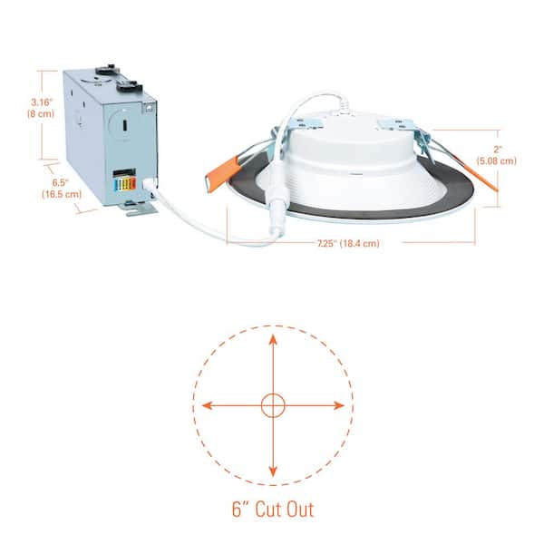 4-Pack 6 in. Selectable CCT Regressed Canless Integrated LED Downlight with New Construction Smashplate