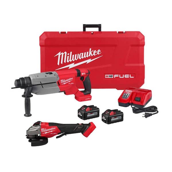 M18 FUEL 18V Lith-Ion Cordless 1-1/4 in. SDS-Plus Rotary Hammer w/(2) 6.0 Ah Batteries & 4-1/2 in./6 in. Braking Grinder