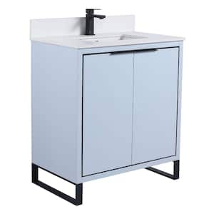 Opulence 30 in. W x 18 in. D x 33.5 in. H Bath Vanity in Pastel Blue with White Single sink Top