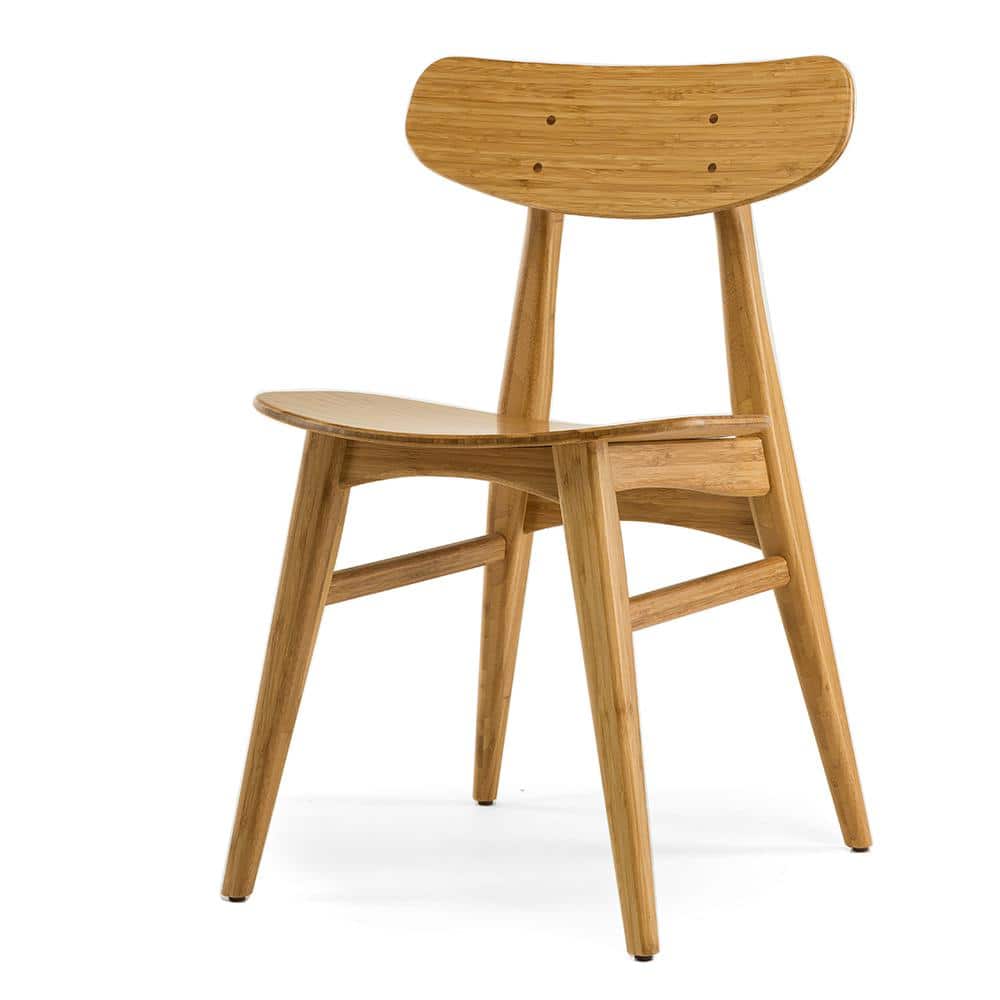 Low Brown Leather Upholstered Wood Side Chair