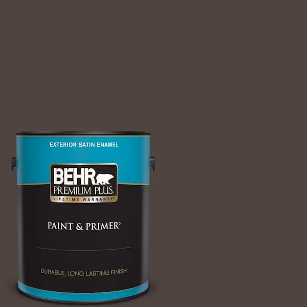 BEHR PREMIUM PLUS 1 gal. #790B-7 Bitter Chocolate Satin Enamel Exterior Paint & Primer