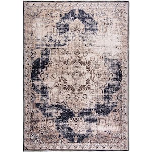 L'Baiet Cameron Beige Distressed Washable 5 ft. x 7 ft. Area Rug