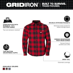 Men's Medium Red GRIDIRON Flannel Shirt