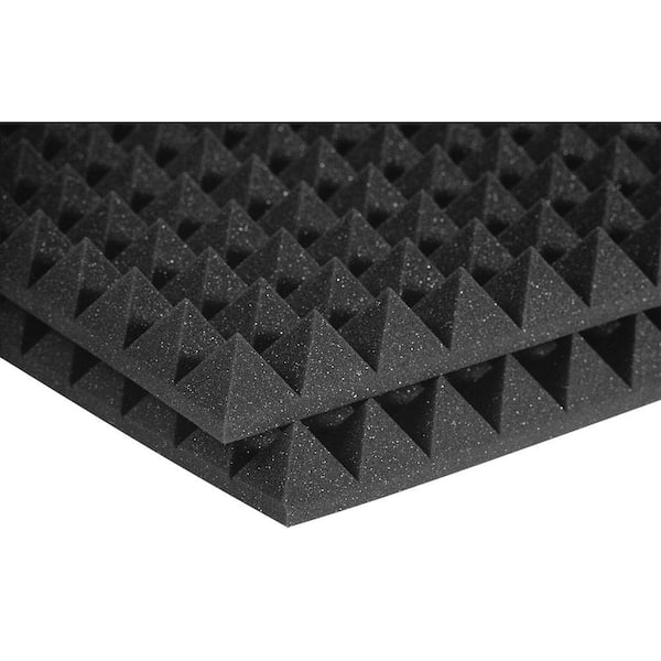 Studiofoam Pyramid Panels - 2 ft. W x 2 ft. L x 2 in. H - Charcoal  (Half-Pack: 12 Panels per Box)