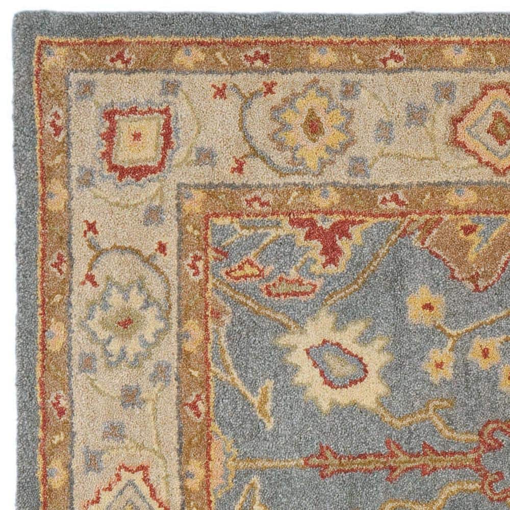 Handmade Blue Wool Tufted Square Area Rug, 8' x 8'