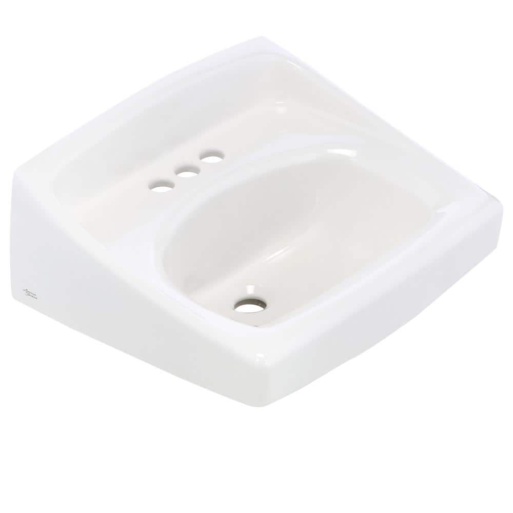 Lucerne White Ceramic Wall-Mount Rectangular Bathroom Sink