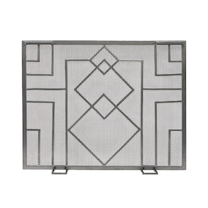 38 in. L Graphite 1-Panel Wright Design Fireplace Screen