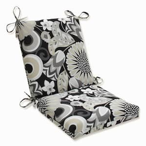 Floral Outdoor/Indoor 18 in. W x 3 in. H Deep Seat, 1-Piece Chair Cushion and Square Corners in Black/White Sophia