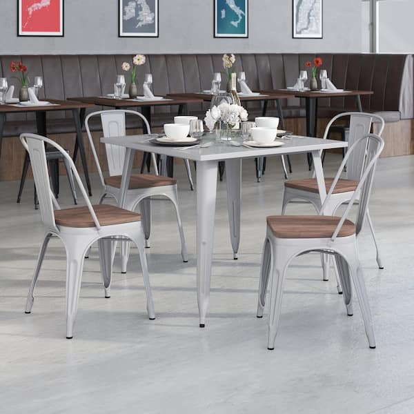 Silver Restaurant Chairs (Set of 4)
