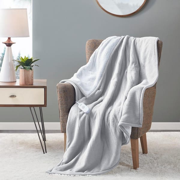 Serta Polyester And Cotton Fleece To Sherpa Full Heated 2024 Blanket