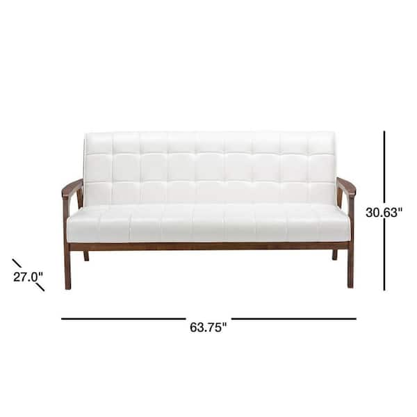 Baxton Studio Masterpiece 63.8 in. White Faux Leather 4 Seater