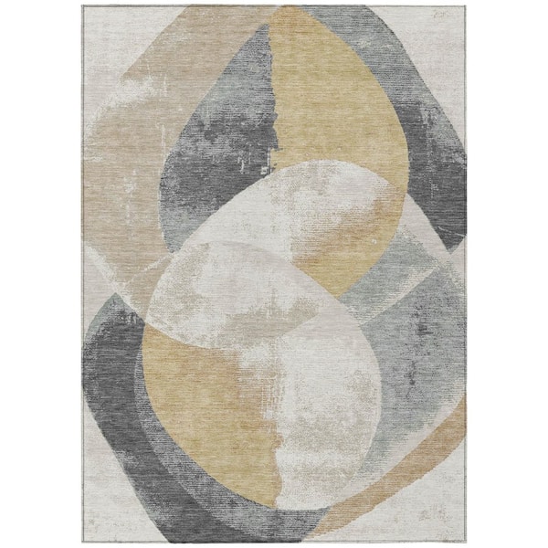 Chantille Machine Washable Indoor/Outdoor Abstract ACN3035 Ivory 5 ft. x 7 ft. 6 in. Area Rug