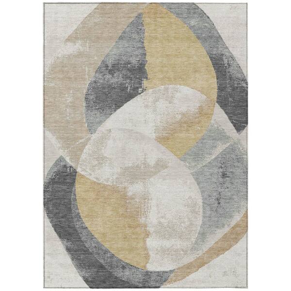 Chantille Machine Washable Indoor/Outdoor Abstract ACN3035 Ivory 9 ft. x 12 ft. Area Rug