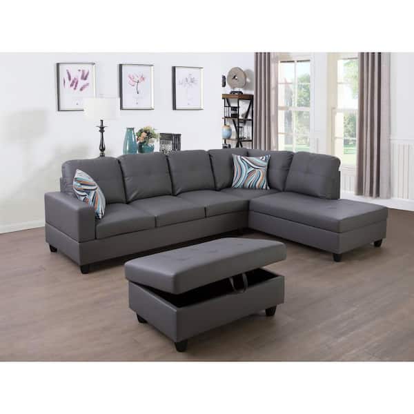 Faux Leather Sectional Sofa Set, The Cloud Leather Sectional Sofa