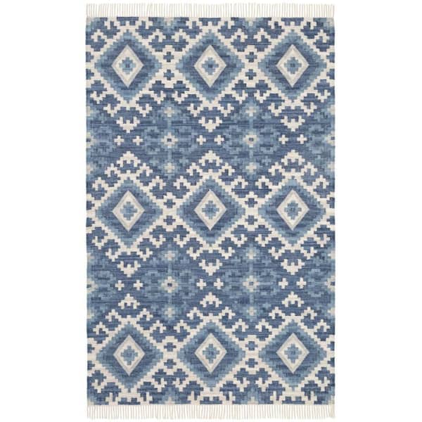 Marmara Kilim Handwoven Cotton Blue 2 ft. x 3 ft. Indoor Area Rug