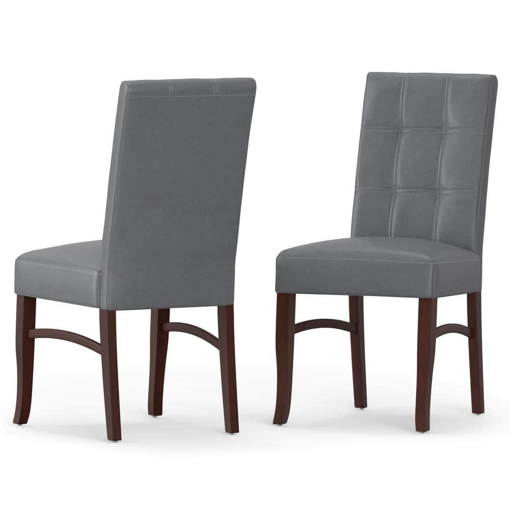 Stone Gray Faux Leather Upholstered Parsons Dining Side Chair