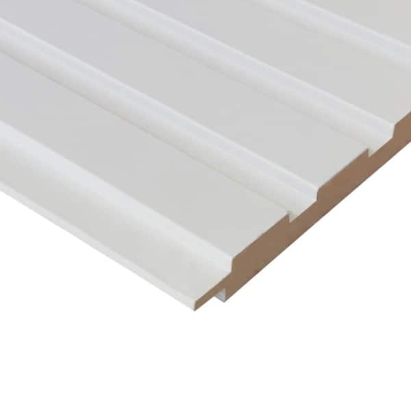 5/8 in. x 6-1/8 in. x 98 in. White Painted Decorative Wall Panel Wide Flute (4-Pack)