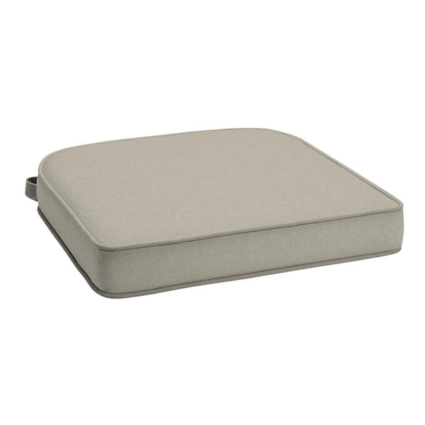 Foam Outdoor Double Welted Round Back Seat Cushion 20 x 19 made with ProFoam, Heathered Taupe Woven Solid