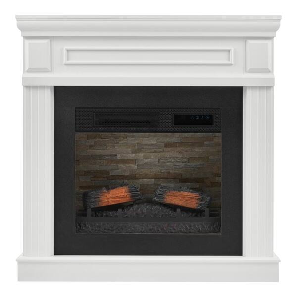 StyleWell Grantley 41 in. W Freestanding Electric Fireplace Mantel in White  149001 - The Home Depot