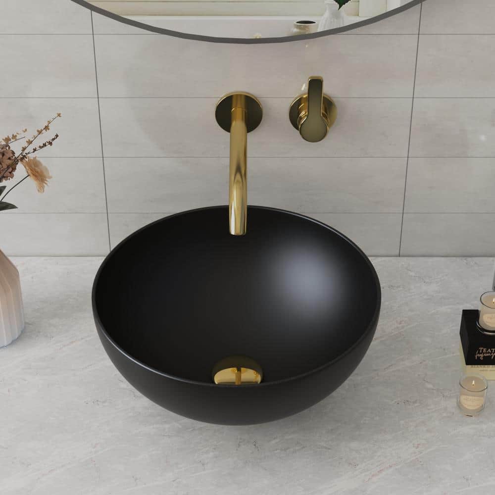Matte Black Round Ceramic Above-Counter Vessel Sink