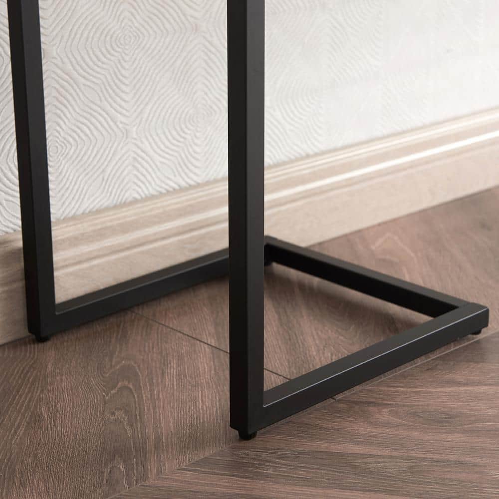 Blackened Bronze 55" Rectangular Console Table with Glass Shelf