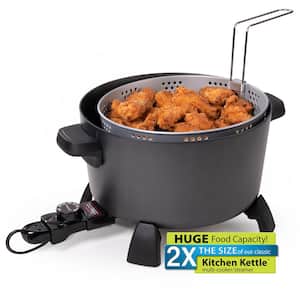 10-Quart Kitchen Kettle XL Multi-Cooker and Steamer, Black Deep-Fryer